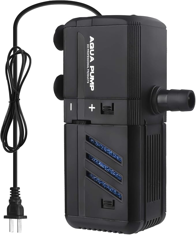 Submersible Aquarium Internal Filter 6W, Adjustable Fish Tank Filter with 132 GPH Water Pump for 1-10 Gallon Fish Tank