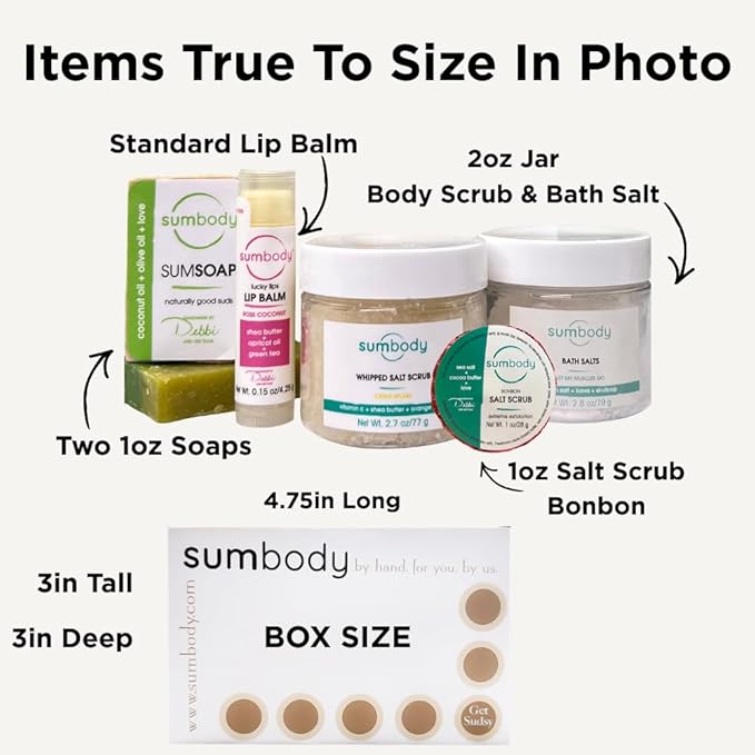 Sumbody USA Made Mini Self Care Gift Set - (6pcs) Men, Women, Teens, All Natural Aromatherapy Body Care Set Skin Care Box, Spa Baskets, Relaxation, Pampering, Christmas Holiday Appreciation Gifts