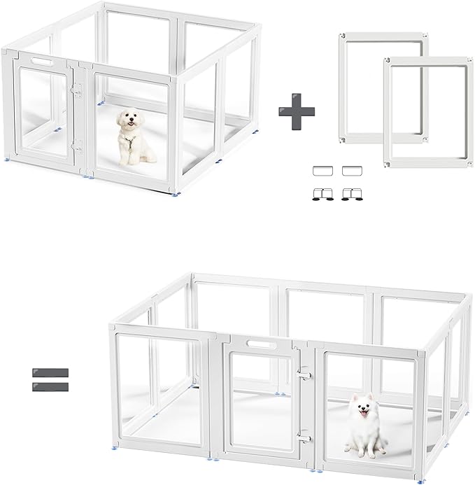 Acrylic Dog Playpen Suitable for Expanding Clear Dog Playpen Includes 2 I-Type Connectors and 2 Suction Cup Bases（30", 2PCS）