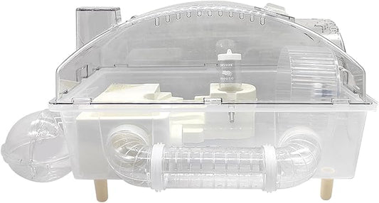 Tfwadmx Dwarf Hamster Cage,Acrylic Rat Cage,Hamster Home Small Animal Cages with Tube Exercise Wheel Mouse Habitat for Gerbils Mice 17.7”x11”x11.8”
