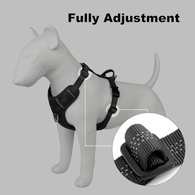 Plutus Pet No Pull Dog Harness, Reflective Adjustable Dog Vest Harness with Handle, Escape Proof, Soft Padded for Small Medium Large Dogs (Black, XL)