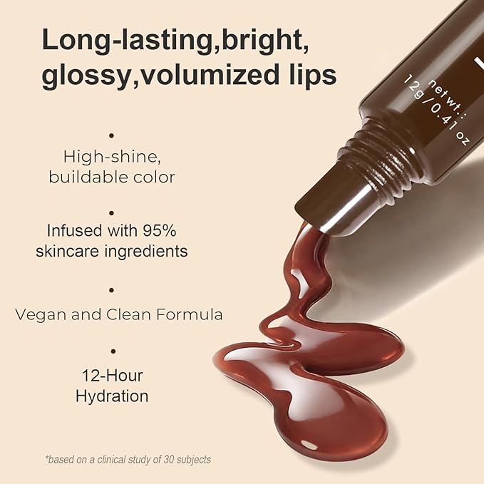 Deep Hydrating Lip Butter Balm - Hydrating Lip Treatment with Glossy Finish, Shea Butter, Vitamin E, Peptides & Hyaluronic Acid - Vegan, Non-Sticky, Lip Care - 2 Pack (Brick Brown-Unsented)