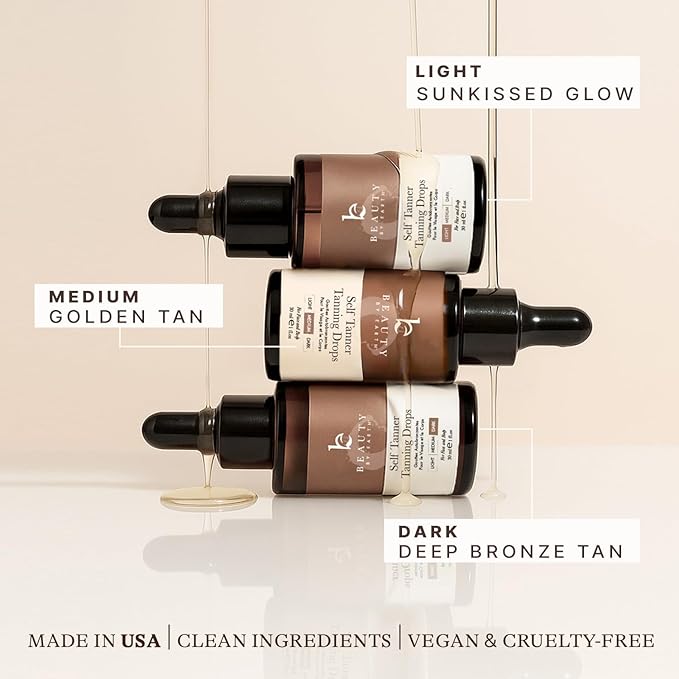 Self Tanning Drops - USA Made with Natural & Organic Ingredients, Medium Face Tanning Drops to Add to Lotion, Moisturizing Bronzing Tanner for Face & Body, Toxin Free Tanner for Fake Tan