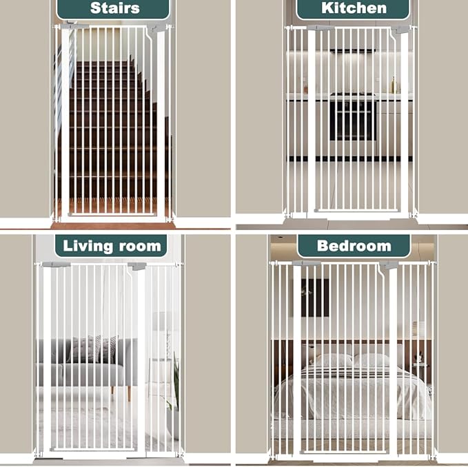 51.18" Extra Tall Cat Gate for Doorway 48.5-56.3" Width,Tall Baby Gate Cat Gate Extra Wide Cate Gate Safety,Extra Narrow Auto-Close for Indoor Stairs, Doorways, and Kitchen