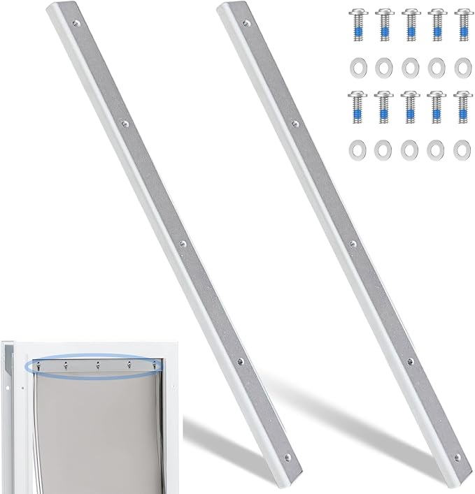 2 PCS Large Metal Dog Door Flap Replacement Bracket Compatible with PetSafe Dog Door Replacement Flaps PAC11-11039 - Easy Installation with 304 Stainless Steel Flat Washers & Screws