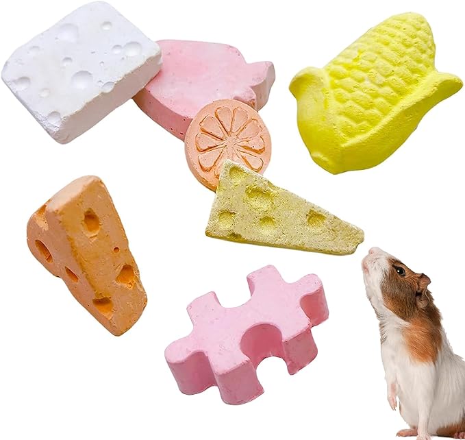 Tfwadmx Lava Block Chew Toys 7 Pcs Teeth Grinding Pet Pumice Calcium Stones for Guinea Pig Chinchilla Hamster Mouse Squirrel Bunny or Other Small Animal