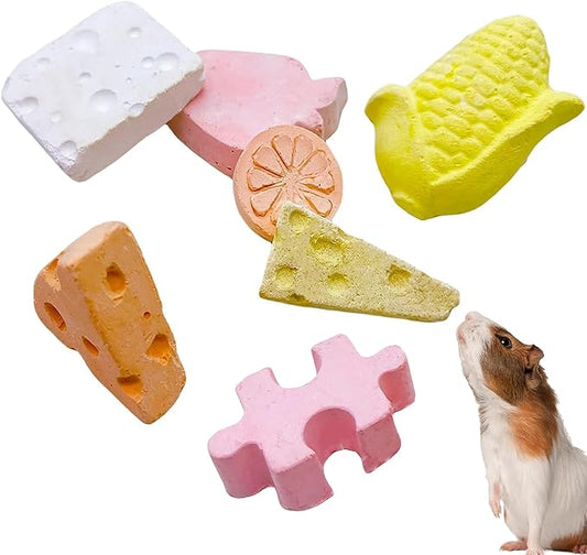 Tfwadmx Lava Block Chew Toys 7 Pcs Teeth Grinding Pet Pumice Calcium Stones for Guinea Pig Chinchilla Hamster Mouse Squirrel Bunny or Other Small Animal