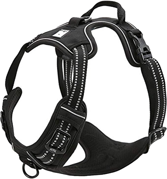TRUE LOVE Adjustable No-Pull Dog Harness Reflective Pup Vest Harnesses Comfortable Control Brilliant Colors TLH5651(Black,L)