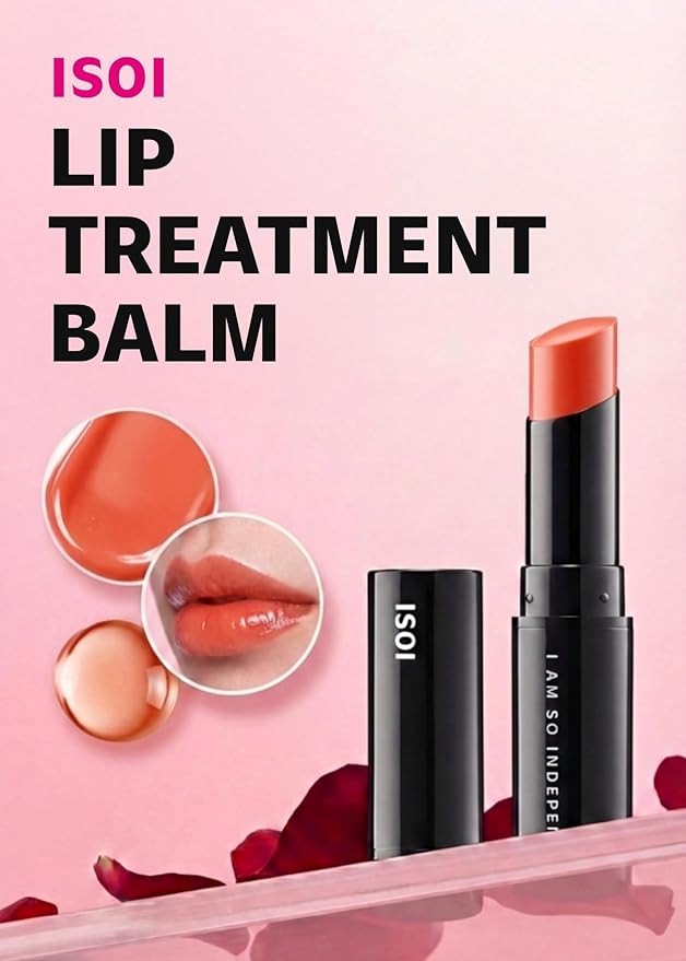 ISOI Bulgarian Rose Lip Treatment Balm (Rosy Coral) – Hydrating & Tinted Lip Balm for Dry Lips, Korean Skincare (0.18 oz, 5g)