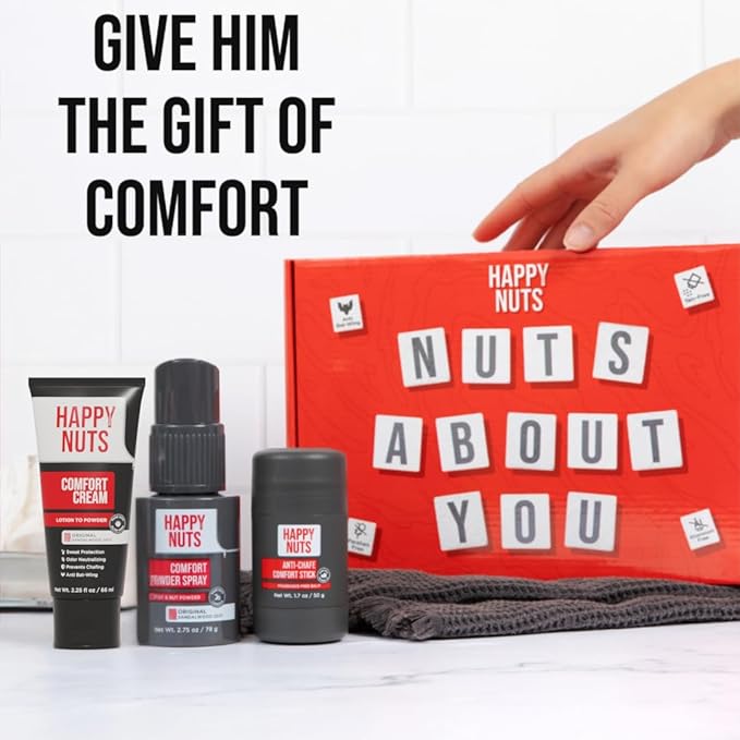 HAPPY NUTS - Nuts About You Anti Chafing Deodorant Essentials Bundle Kit - Gift Set for Men to Stay Fresh All Year Long