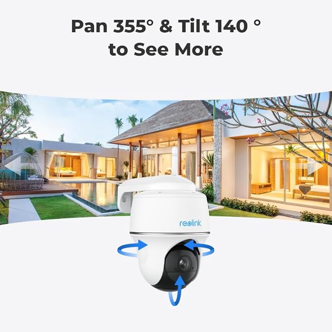 REOLINK Argus PT Lite+SP - 3MP Solar Wireless Camera Security Outdoor, 360° Pan-Tilt, Person/Vehicle Detection, 2.4GHz WiFi Solar Powered Camera for Home Security, No Monthly Fee, Local Storage