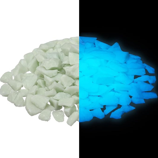 Wesiti Glow in The Dark Gravel, Fluorescent Glow in The Dark Rocks Decorations Fish Tank Rocks Decorative Aquarium Gravel Stones for Garden Room Planter Aesthetic, 300g/ 0.66lb (Sky Blue, 8-15 mm)