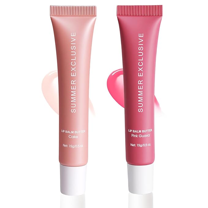 2 color Summer Exclusive Lip Balm Butter,Tinted Lip Balm,Nourishing Lip Gloss with Natural Ingredients for Women and Girls,Soothes & Softens Dry Lips,Lip Care Gift Set for Birthday Christmas.
