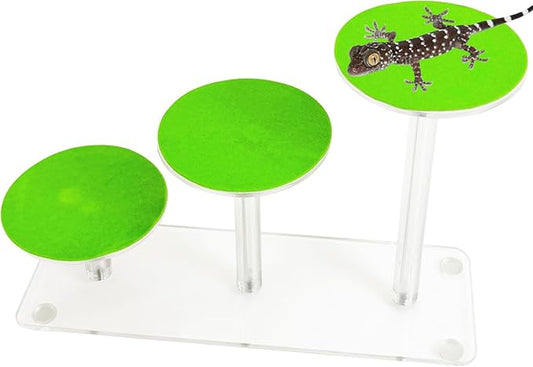 Hamiledyi Acrylic Reptile 3 Layer Climbing Platform Circular Plastic Lizard Basking Platform Multi-Level Habitat Decorations for Small Animal Baby Bearded Dragon Juvenile Geckos Lizards Dwarf Frogs(B)