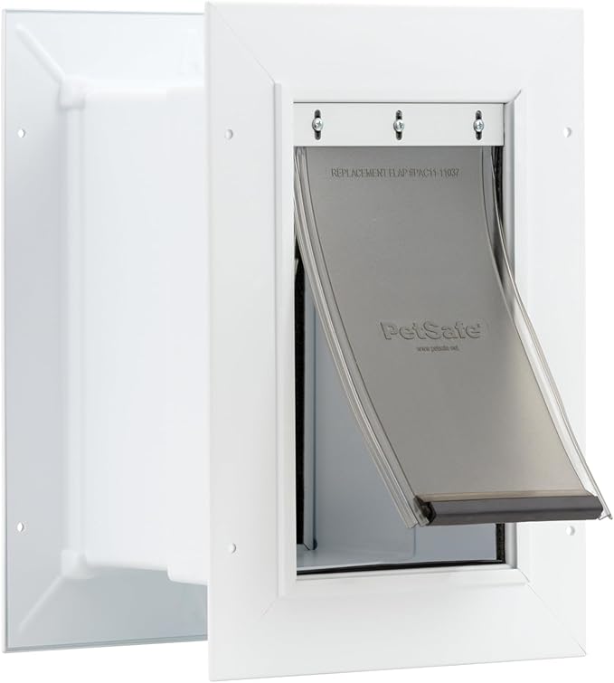 PetSafe Wall Entry Pet Door - Rust-Free Telescoping Frame - Easy Install for Interior & Exterior Walls 4 3/4" - 7" Thick - Small - for Pets Up to 15 Lb