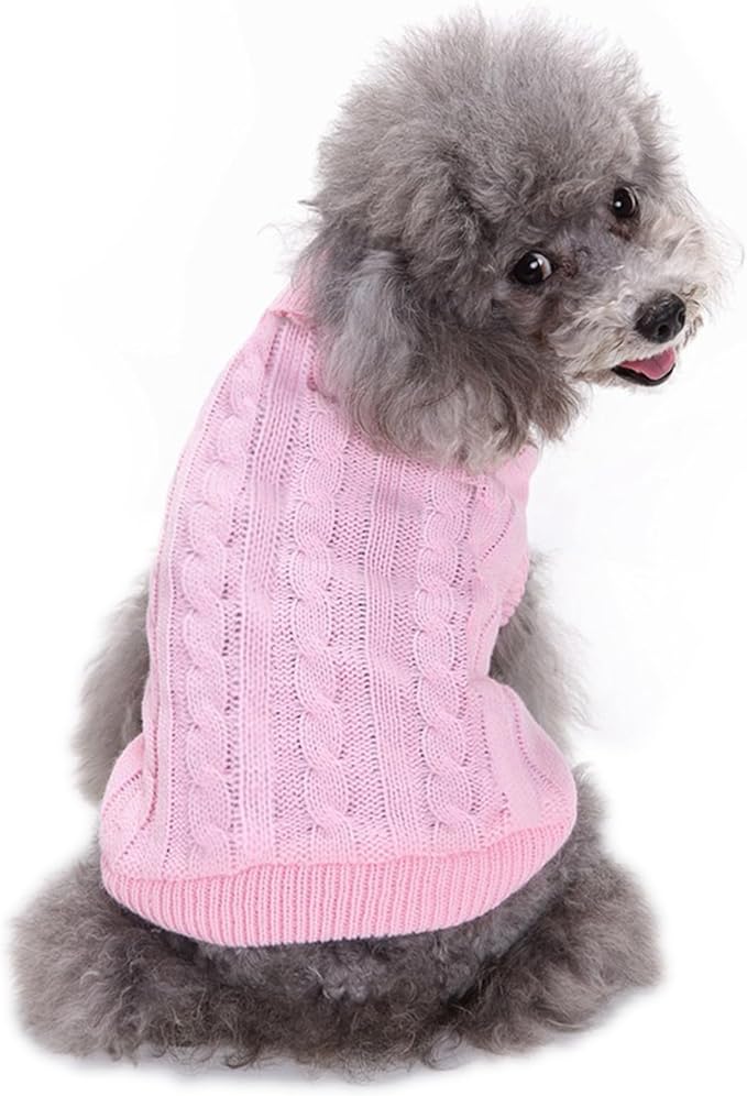 Small Dog Sweaters Knitted Pet Cat Warm Dog Sweatshirt Winter Clothes Kitten Puppy Sweater (X-Small,Pink)