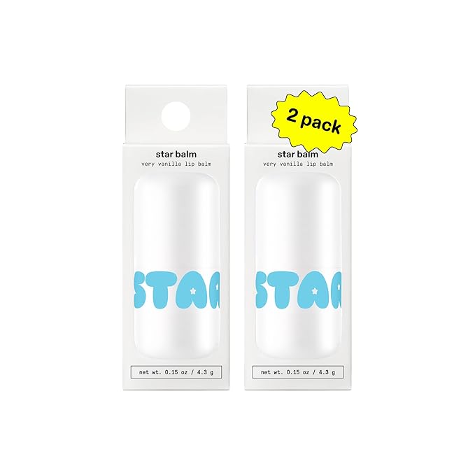 Starface Star Balm Very Vanilla, Hydrating Lip Moisturizer with Shea Butter, Cocoa Butter, and Coconut Oil, Dreamy Vanilla Flavor (0.15 oz) - 2 Pack
