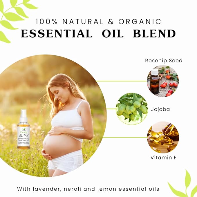 Isabella's Clearly BUMP, Organic Belly Oil for Moms and Moms to Be | Firming, Hydrating, Skin Nourishing Moisturizer for Skin Elasticity, Stretch Marks, Scars | Pregnancy, Maternity, Postpartum