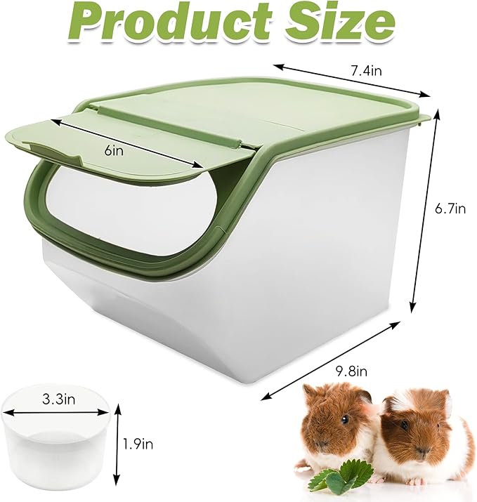 PINVNBY Chinchilla Sand Bath Box Gerbil Transparent Bathroom Chinchillas Plastic Dust Bath House with Sand Cup for Guinea Pig Hedgehog Squirrel and Other Small Animals(Green