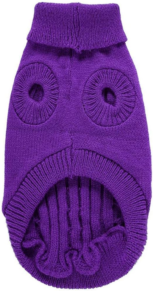 CHBORCHICEN Small Dog Sweaters Knitted Pet Cat Warm Dog Sweatshirt Winter Clothes Kitten Puppy Sweater (X-Small, Purple)