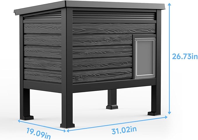 Outdoor Cat House,Weatherproof Feral Cat Shelter with Rasied Floor &Windscreen,Insulated Outdoor Cat House for Feral Cats,Rabbits,Multiple Small Animals(Black)