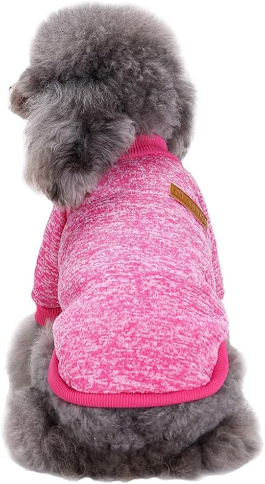 Jecikelon Dog Clothes Dogs Sweater Soft Puppies Clothing Winter Puppy Sweaters Warm Outfit for Dogs Small XXS XS Cat Apparel (Rose red, XXS)