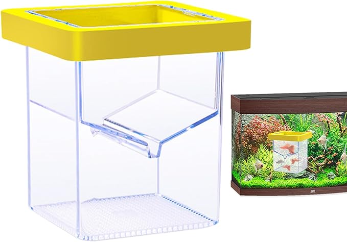 Fish Breeder Box- 11x8.6x8.6cm Suction Cup Hatching Container, Easy Install Floating Fish Isolation Breeding Box | Breeding Boxes for Aquarium, Aquatic Acclimation Hatchery Incubator for Baby Shrimp
