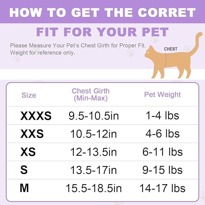 Cat Harness and Leash Set,Escape Proof Kitten Harness,Step in Adjustable Soft Lightweight,Easy Control,Reflective Strips Comfortable for Walking Travel(Pink/Black,S)