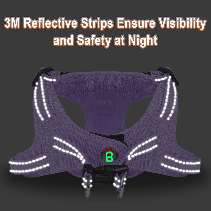 Dog Harness Step in Dog Vest Harness, Reflective Adjustable Puppy No Pull Harness Breathable Soft for Small and Medium Dogs Cats, Violet Purple, S