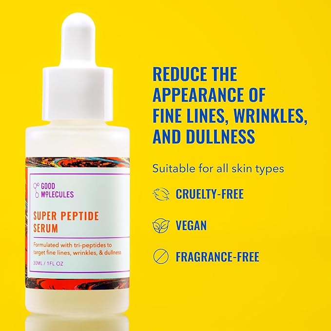 Good Molecules Super Peptide Serum Pack 2 – 1 fl oz / 30 ml Each | Lightweight Facial Serum with Peptides & Copper Tripeptides, Water-Based Skincare