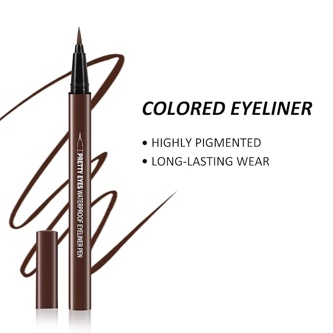 Boobeen 2pcs Liquid Eyeliner Pen, Matte Eye Liner with Precision Tip, Long Lasting Eyeliner Pencil for Bold Eye Makeup, Glides on Smoothly