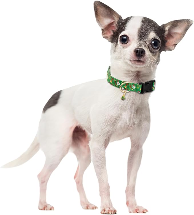 Green Christmas Dog Collar for Small Medium Large Dogs - Special Design Cute Collar for Girl Boy Puppies - Soft Adjustable Christmas Trees Charm for Male Dogs M