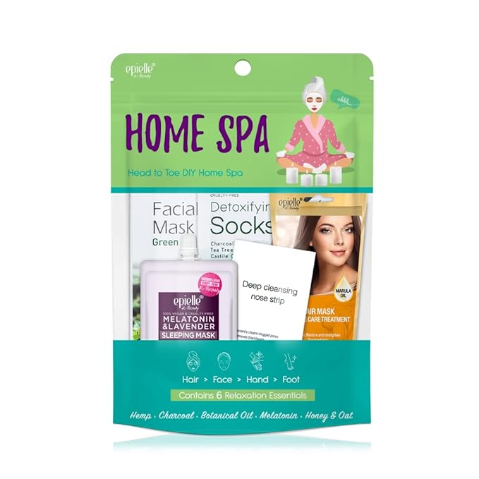 Epielle Home Spa Kit, 6 Relaxation Essentials, Repairing, Soothing, Nourishing & Detoxifying for Radiant Skin, At-Home Spa Kit, Self Care Gifts for Women, Korean Skin Care Set (Pack of 2)