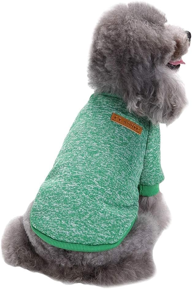 Jecikelon Dog Clothes Dogs Sweater Soft Puppies Clothing Winter Puppy Sweaters Warm Outfit for Dogs Small XXS XS Cat Apparel (Green, S)