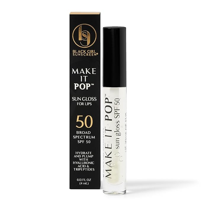 BLACK GIRL SUNSCREEN Make It Pop Sungloss for Women - SPF 50 Lip Gloss, Sunscreen Sungloss, Sun Protection for Skin, Hydrating & Moisturizing Care, Adds Shine - Clear Skies, 0.13 fl oz