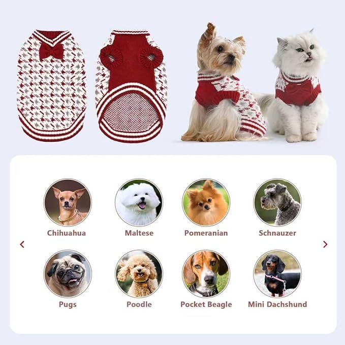 Christmas Halloween Dog Knitted Sweater Puppy Sweater Warm Soft Pet Holiday Clothes for Small Medium or Large Dogs and Cats Sweaters (RED, XXL)