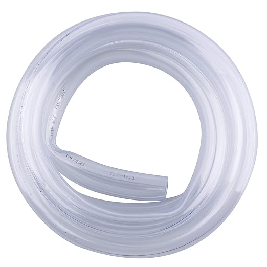 DERNORD PVC Tubing 3/4"ID X 1"OD Flexible Clear Vinyl Hose 5 Feet for Food Grade