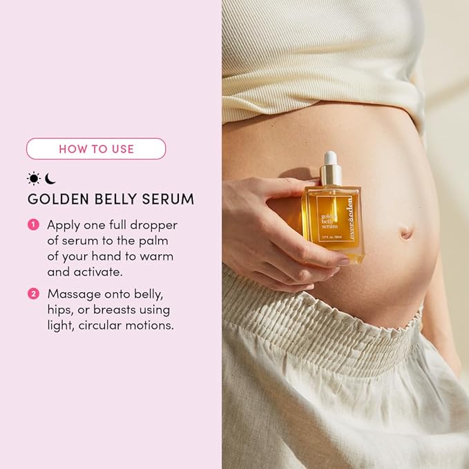Evereden Golden Belly Serum, 1.7 fl oz., & Petit Bouquet Belly Serum, 1.7 fl oz. | Clean & Vegan Women's Belly Oil for Pregnancy and Postpartum Maternity Skincare | Non-Toxic Ingredients