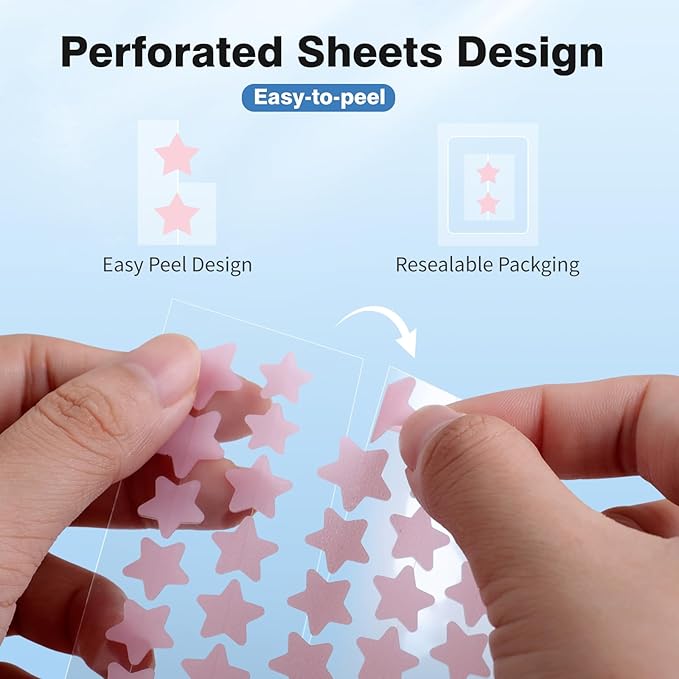 Pimple Patches for Face, Hydrocolloid Acne Patches, Cute Star Zit Covers, Colorful Spot Stickers with Tea Tree, Salicylic Acid & Cica Oil| 3 Sizes (10mm, 12mm & 14mm) |400 Count