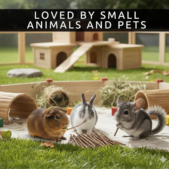 CZ Grain Natural Willow Chew Sticks for Rabbits, Guinea Pigs, Chinchillas & Hamsters – 100% Natural Bunny Chew Toys, Safe Willow Sticks for Teeth Grinding, Small Animal Molar Treats (25)