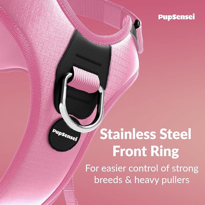 No Pull Dog Harness - Durable Polyester Puppy Harness with Front Anti-Pull Loop, Reflective Strips, and Quick-Release Clips for Small, Medium, and Large Dogs (Light Pink, Extra Large)