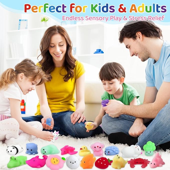 150 Pieces Kawaii Mini Animal Mochi Squishies Toy Party Favors for Kids 8-12 Fufu Bulk Squishy Slow Rising Sensory Fidget Toys for Classroom Prizes Set Christmas Pack Valentine Goodie Bags Easter Eggs