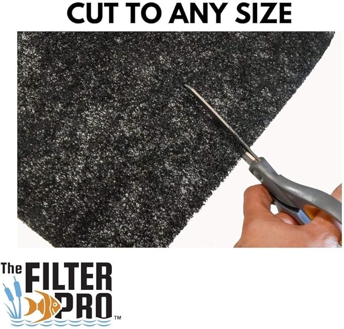 Black Coarse Filter Media, 1.25" Thick, 12" x 12" Pads, 2 Pack, Perfect for Aquariums, Ponds or Water Gardens, Made in USA
