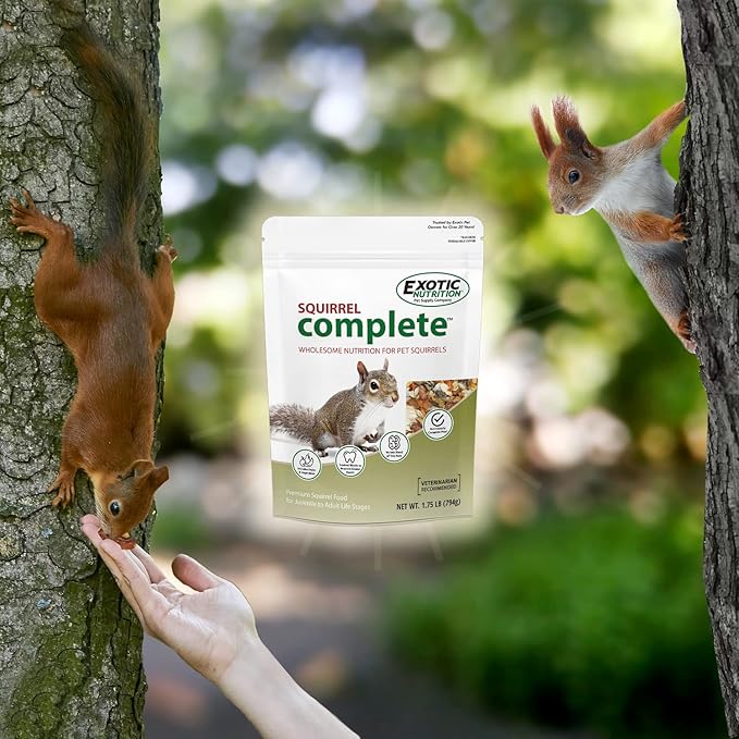 Exotic Nutrition Squirrel Complete (4 lb.) - Healthy Natural Food for Squirrels - Ground, Grey, and Flying Squirrels