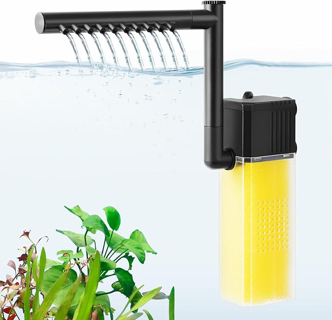 FEDOUR 10W 15W 20W Aquarium Submersible Filter, Quiet Fish Tank Internal Filter with Spray Bar, Powerful Aquarium Filter for 5-80 Gallon Tank (10W for 5-30Gallon)