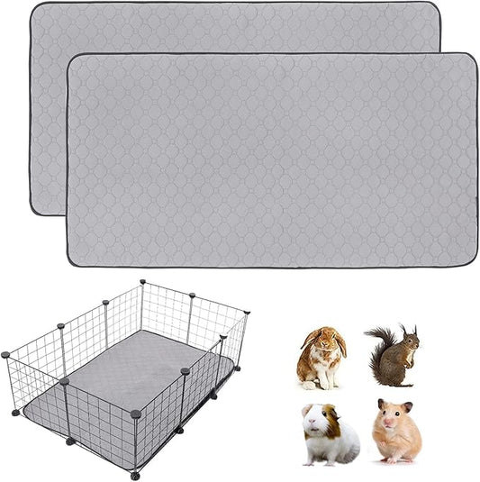 2 Pack Guinea Pig Cage Liners, LWYMX 24'' X 36'' Washable Guinea Pig Pee Pads, Non Slip Reusable Super Absorbent Guinea Pig Training Mat Bedding Fleece for Small Animals Hamster Rabbit Chinchilla Rat
