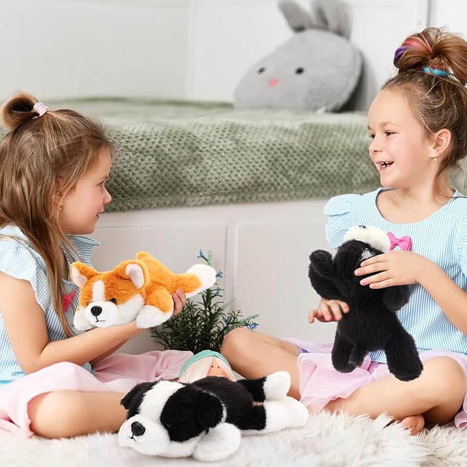 6 Pcs 8 Inch Stuffed Animal Plush Dog Puppy Soft Plush Pillow Toy Fluffy Puppy Set for Kids Girls Dog Theme Party Favor Birthday Baby Room Home Decor(Classic Color,Lovely)