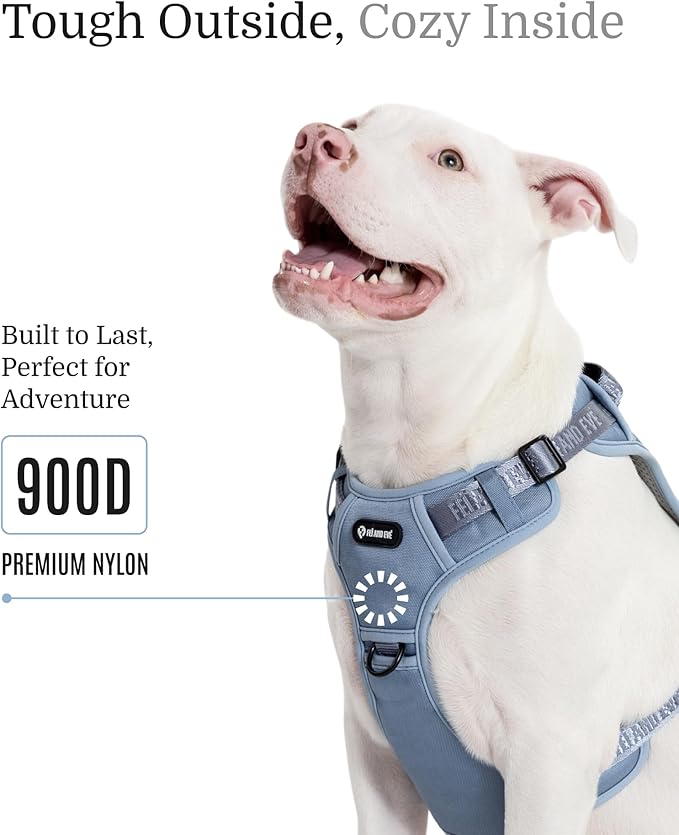 2025 New Edition, Fei & Eve Classic Dog Harness - Quick-Release Buckles | 3-Point No-Pull Control | Heavy-Duty 900D Nylon | Dual Safety Handles | Breathable Mesh | Adjustable Fit | Large,Blue