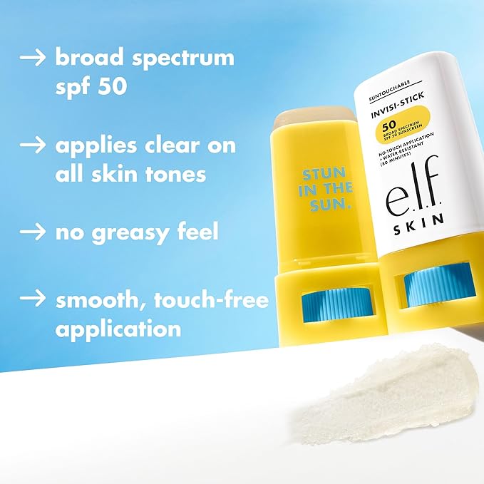 e.l.f. SKIN Suntouchable Invisi-Stick SPF 50, Clear Sunscreen For A Natural Finish, Made With Moisturizing Sunflower Seed Oil, Vegan & Cruelty-Free, (Pack of 2)