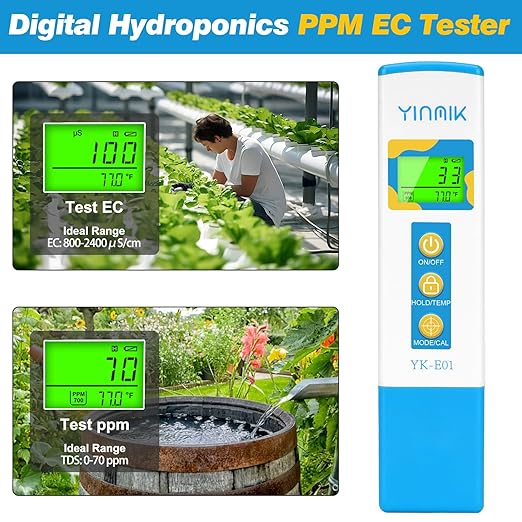 TDS Meter for Drinking Water, Water PPM Meter, EC TDS Tester for RO/RI System, Tap Water, Filtered Water, YINMIK Water Quality Tester with 6 Modes: PPM 500, PPM 700, μS/cm, mS/cm, Temp(℃/℉)